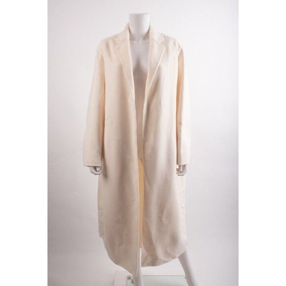 Zara Womens A/W 2022 Ivory Wool Coat Mid Length Open front US M L 6153/902 NWT - Picture 2 of 7